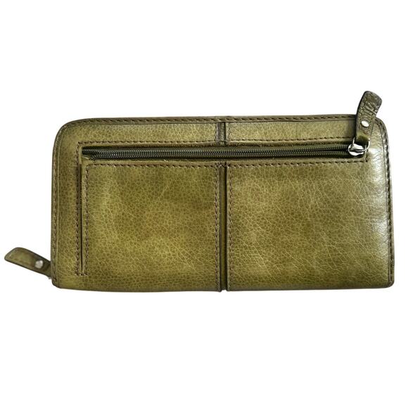 Vintage Y2K Fossil Olive Green Multi Zip Pocket Wallet Pocket Book 4x8 - Picture 2 of 7